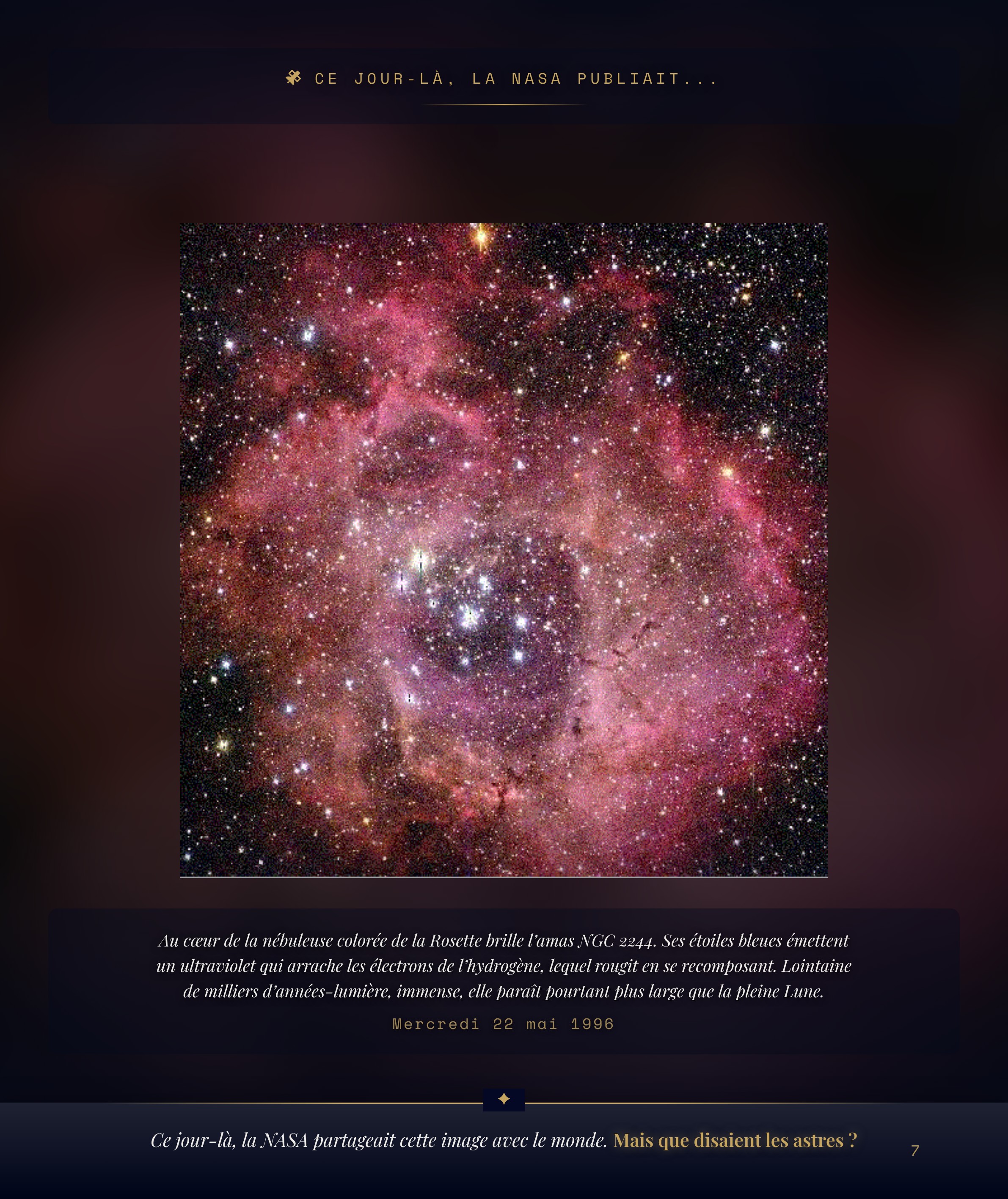 Photo du cosmos le jour de naissance